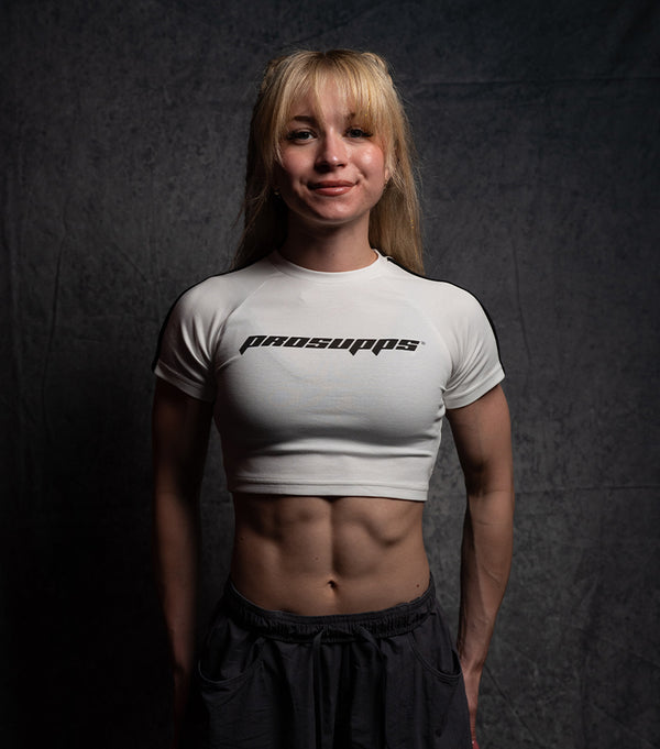 ProSupps Women's Taped Crop Tee-White