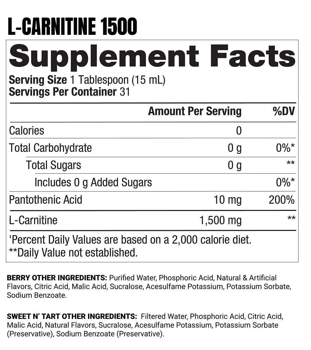 L-Carnitine Supplement Facts - Panel 2