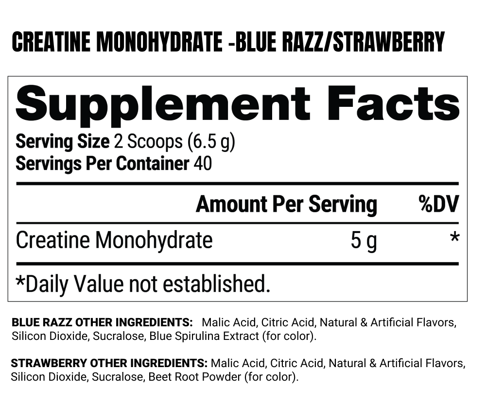 Creatine Monohydrate Dual Tub Supplement Facts - Panel 1