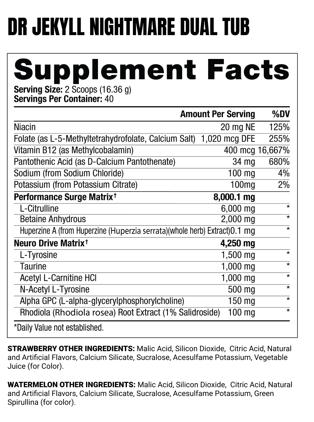 Dr. Jekyll Nightmare Dual Tub Supplement Facts