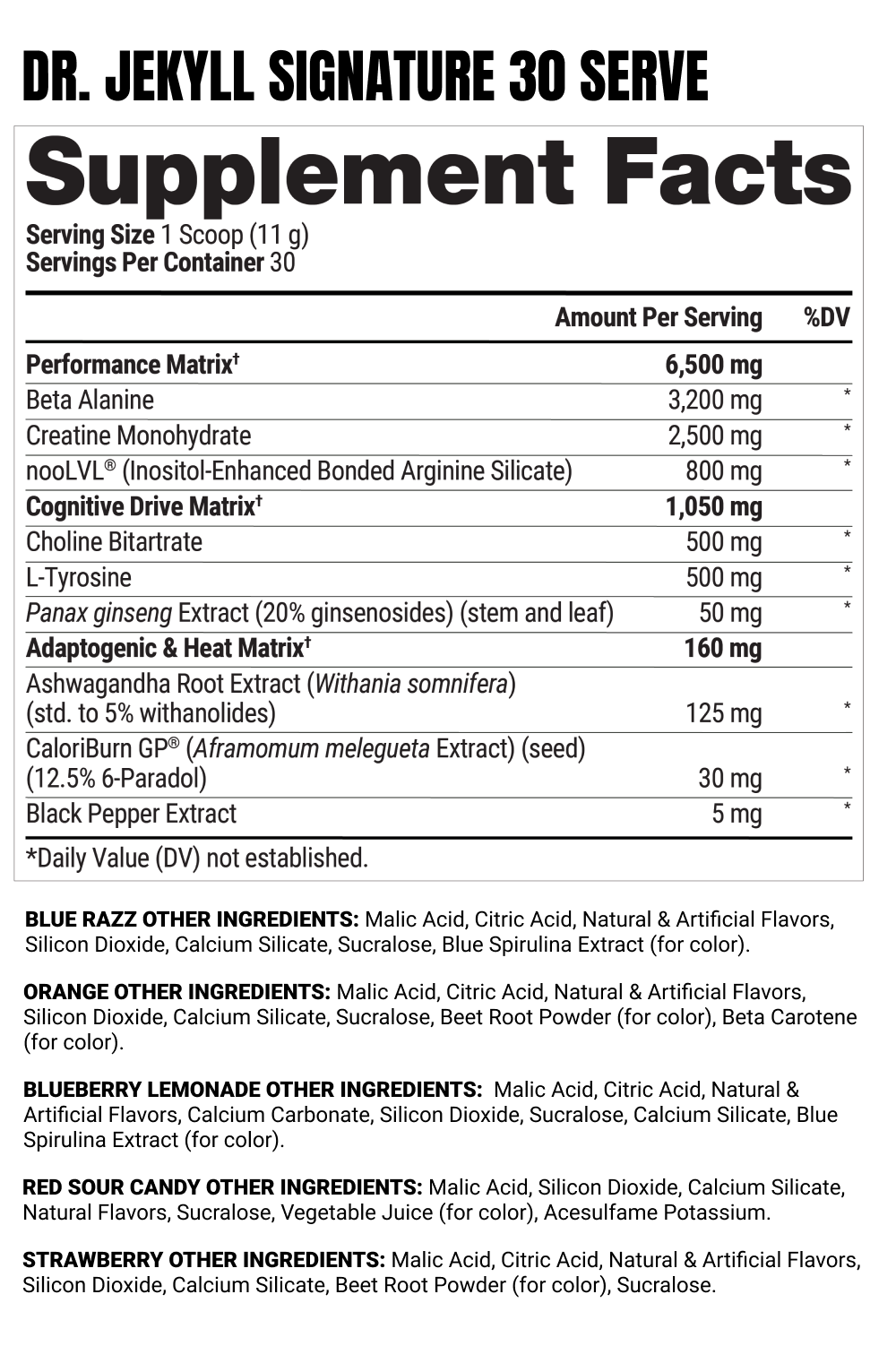 Dr. JEKYLL Signature V2 Supplement Facts