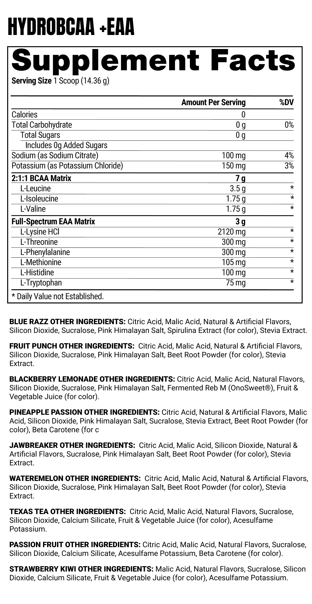 HydroBCAA +EAA Supplement Facts