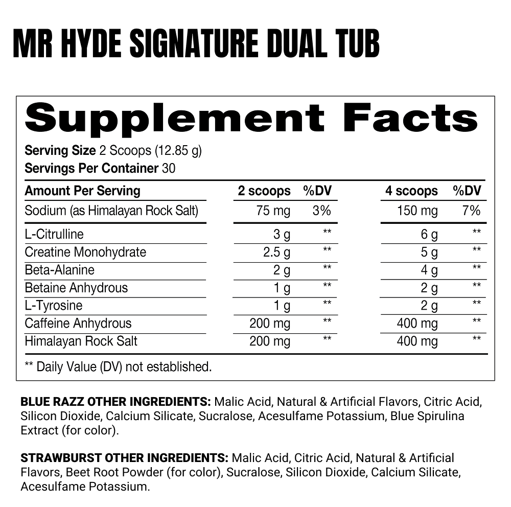 Mr. HYDE Signature Dual Tub Supplement Facts