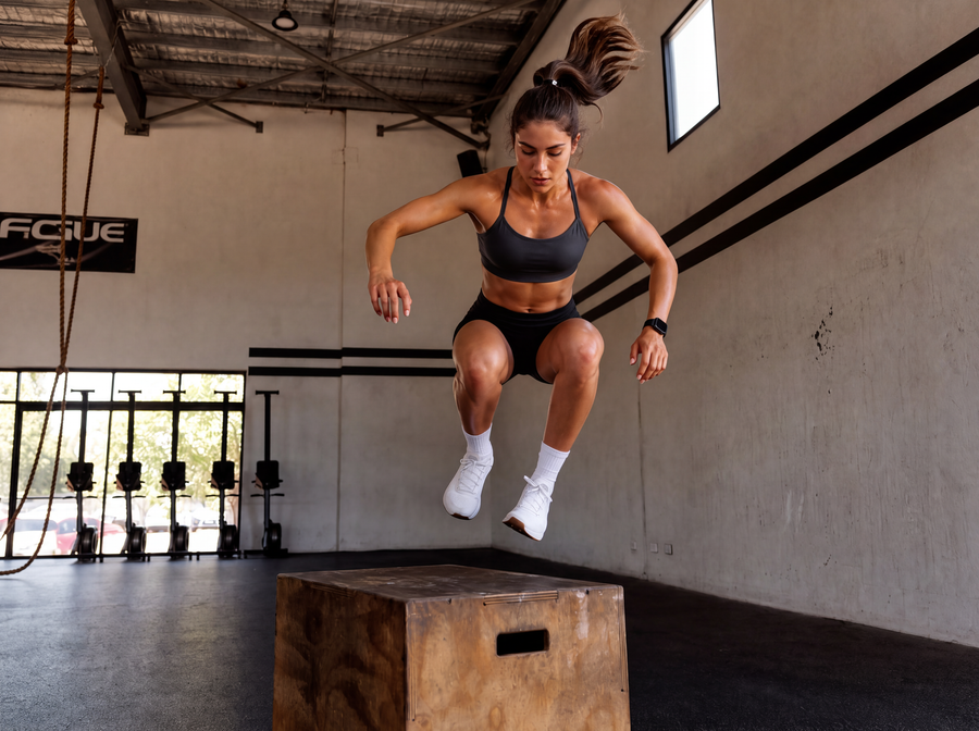 Athlete training with battle ropes