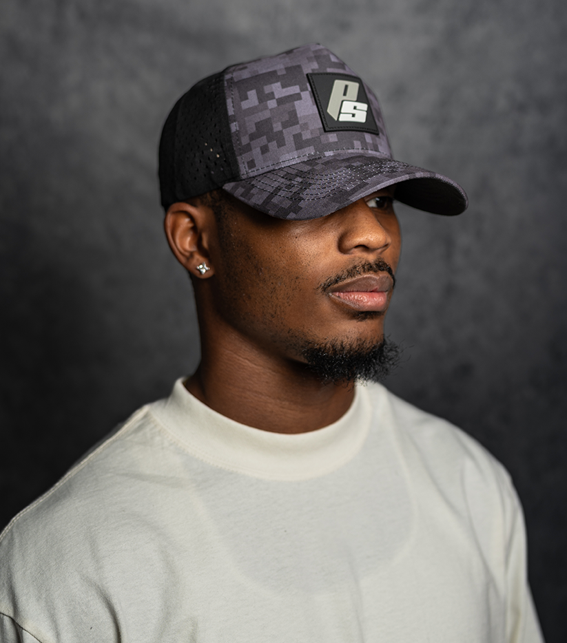 PS Performance Trucker Hat-Camo Black