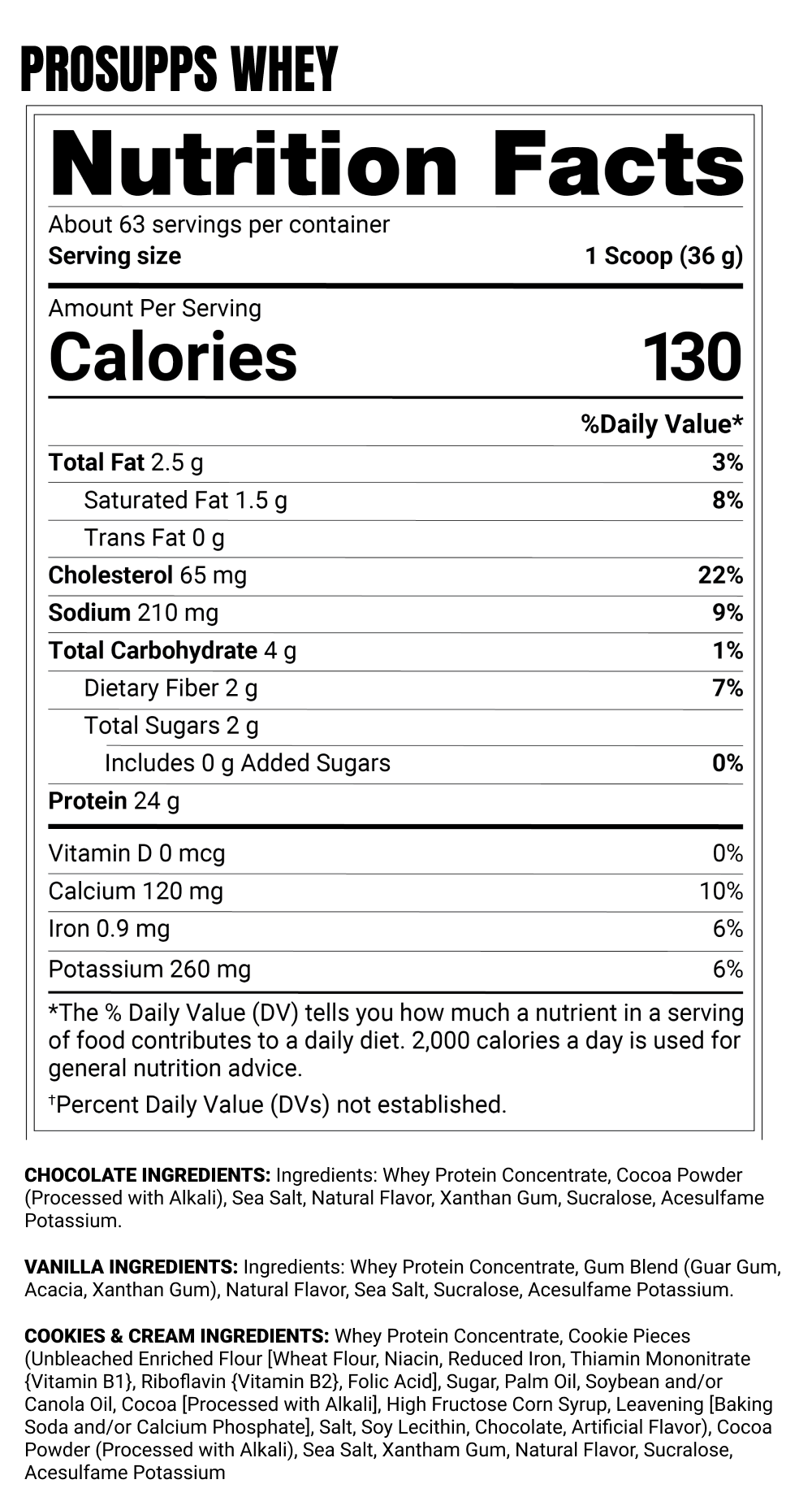 Whey Protein Supplement Facts
